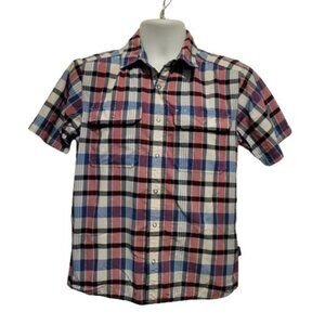 Patagonia Mens Short Sleeve Snap Buttons Check Plaid Shirt